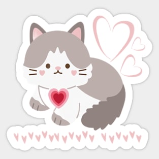 Cute Kitty with Hearts Sticker